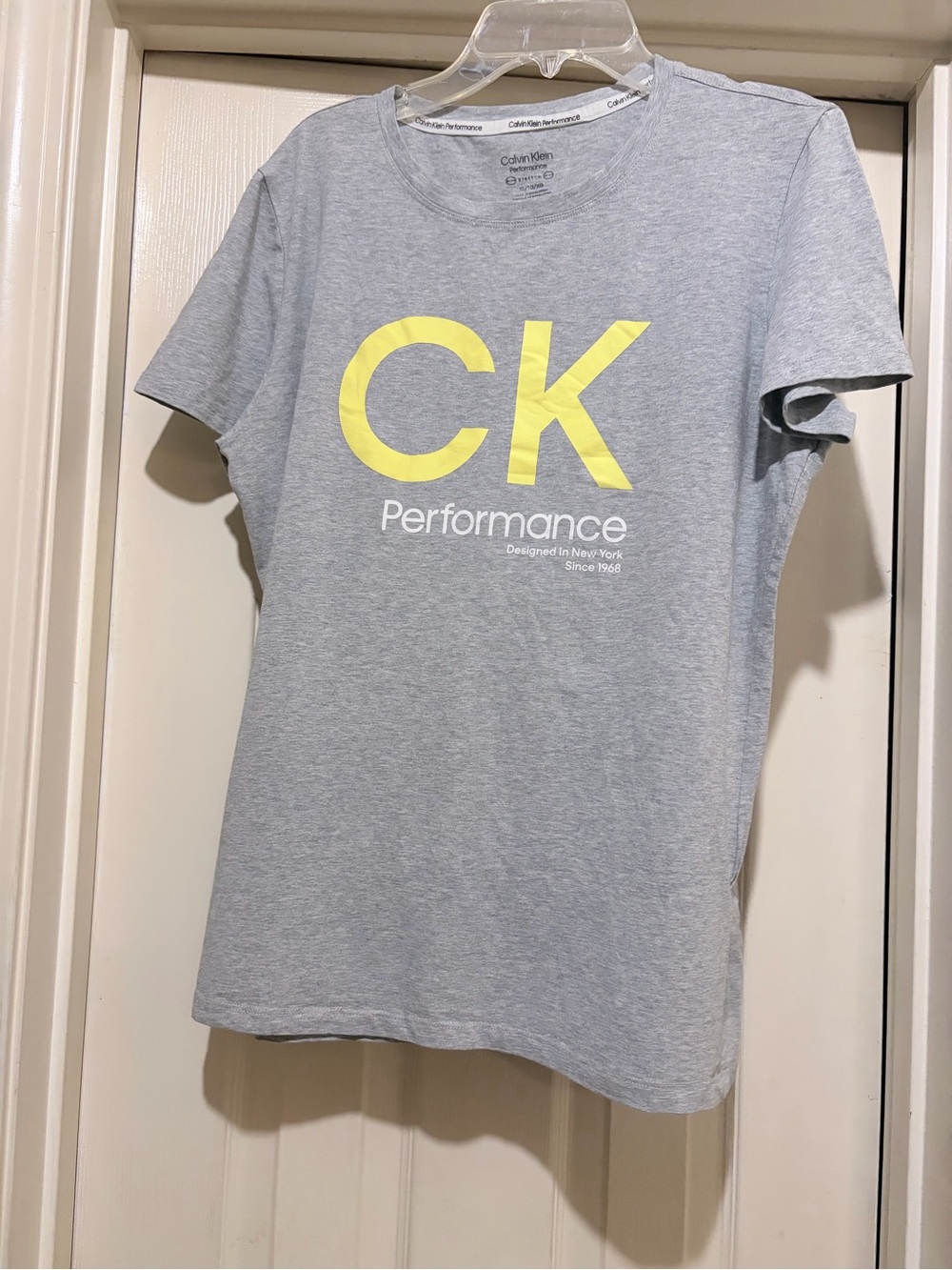 Calvin Klein Light Gray Performance Tee with White Trim